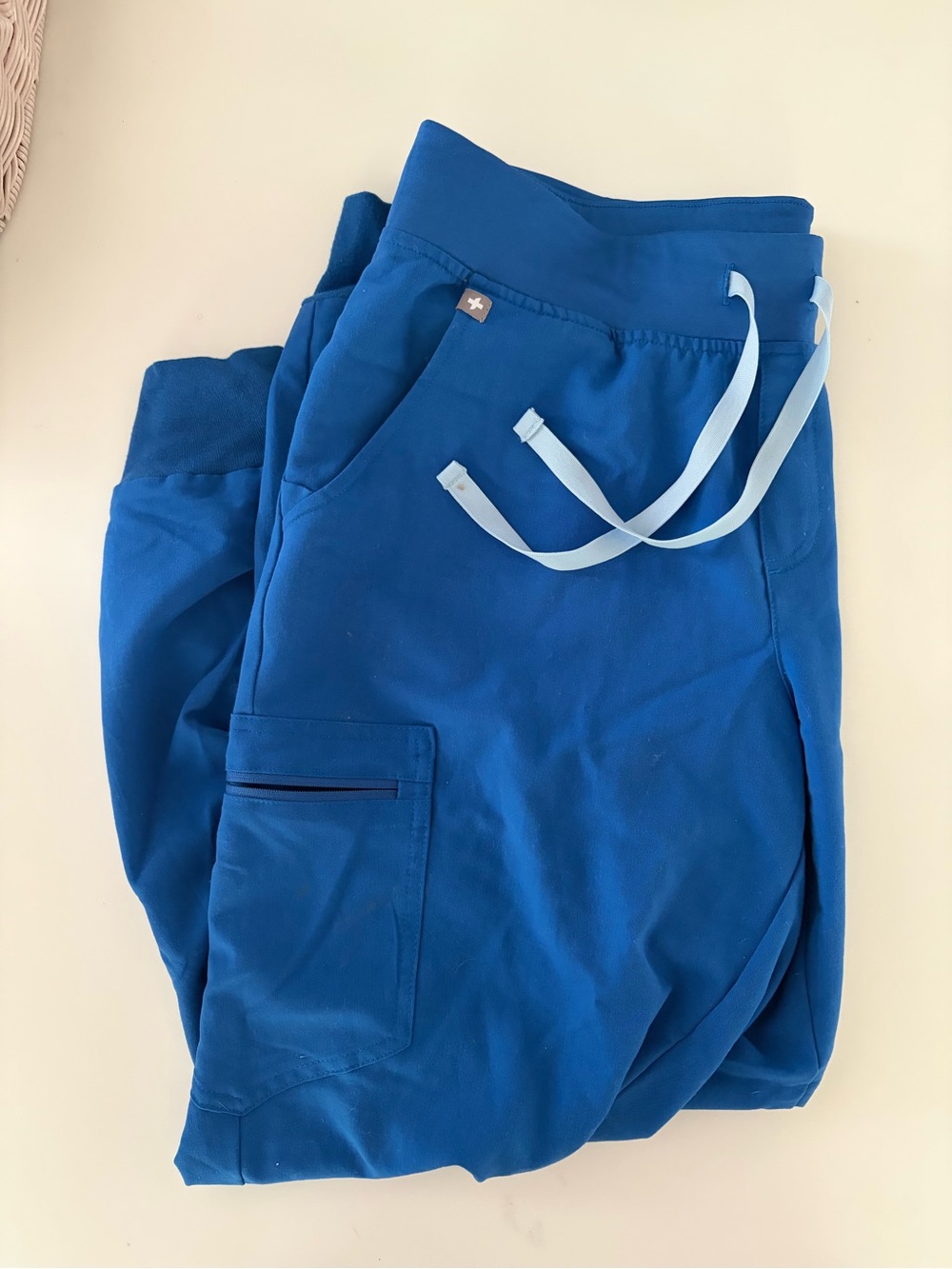 Figs Women’s Royal Blue Cargo Jogger with Light Blue Drawstrings